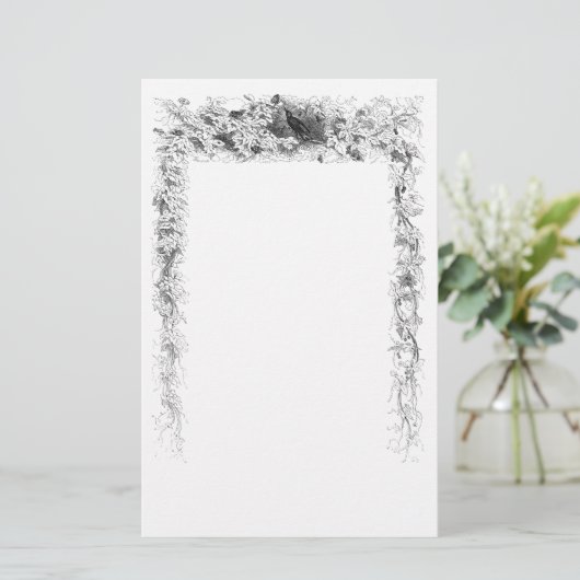 Vintager Vogel im Weinstock Briefpapier (Stehend Vorderseite)