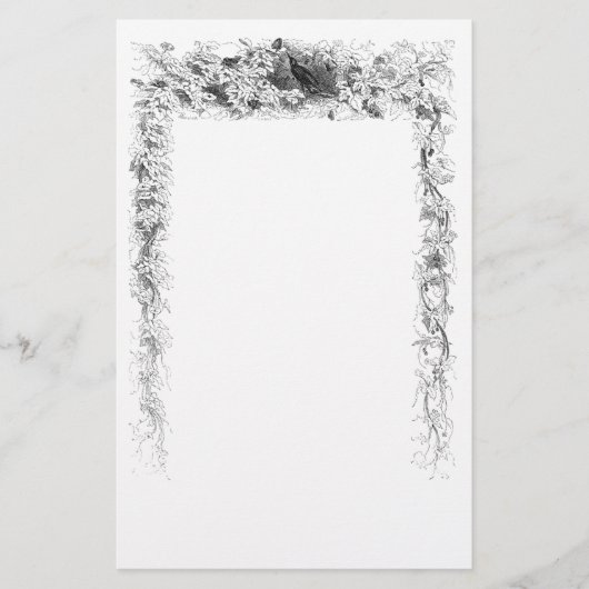 Vintager Vogel in Schwarz-Weiß-Abbildung Briefpapier (Vorderseite)