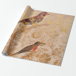 Vintager Vogel mit Gold Geschenkpapier