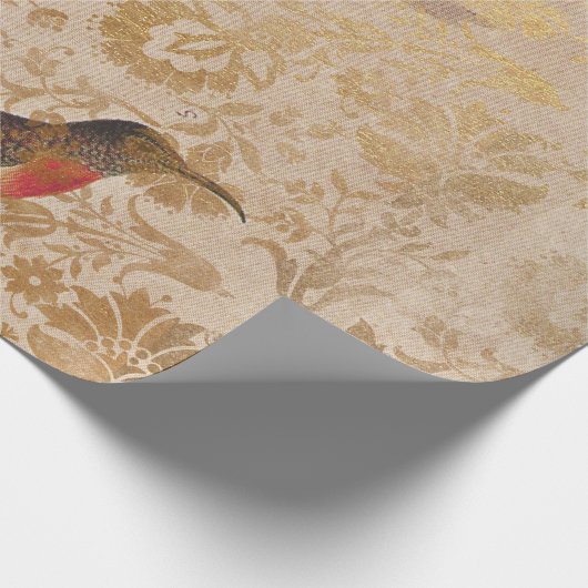 Vintager Vogel mit Gold Geschenkpapier (Ecke)