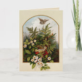 Vintager Vogel mit Nest Karte (Vorderseite)