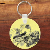 Vintager Vogel mit Nestbaumkunstdarstellung Schlüsselanhänger (Vorderseite)