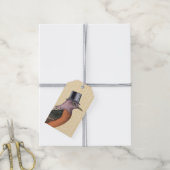 Vintager Vogel mit Top Hat Geschenkanhänger (Mit Garn)