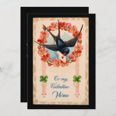 Vintager Vogel nach meinem Valentinismus Feiertagskarte (Vorne/Hinten)