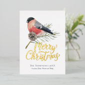 Vintager Vogel Personalisiert Weihnachten Folien Feiertagskarte (Stehend vorne)