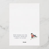Vintager Vogel Personalisiert Weihnachten Folien Feiertagskarte (Rückseite)