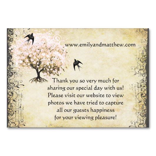 Vintager Vogel Platzkarte Tischnummer (Rückseite)