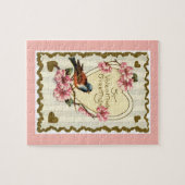 Vintager Vogel Rosa Valentine Puzzle Geschenkboxen (Horizontal)
