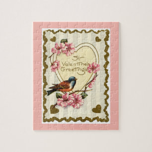 Vintager Vogel Rosa Valentine Puzzle Geschenkboxen