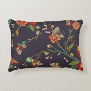 Vintager Vogel, Schmetterling, Stickerei Wasserfar Dekokissen