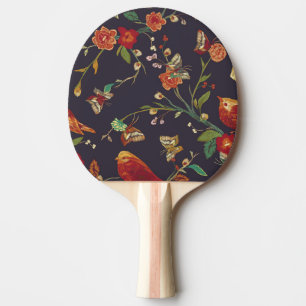 Vintager Vogel, Schmetterling, Stickerei Wasserfar Tischtennis Schläger