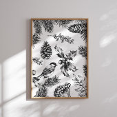 Vintager Vogel und Pinecone Muster Weihnachten Poster
