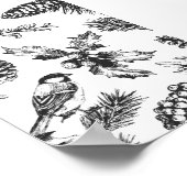 Vintager Vogel und Pinecone Muster Weihnachten Poster (Ecke)