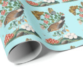 Vintager Vogel und Schmetterling Geschenkpapier (Rolleneckpunkt)