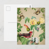 Vintager Vogel und Schmetterlinge Postkarte (Vorne/Hinten)
