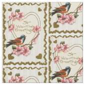 Vintager Vogel Valentine Fabric Stoff (Nahaufnahme)