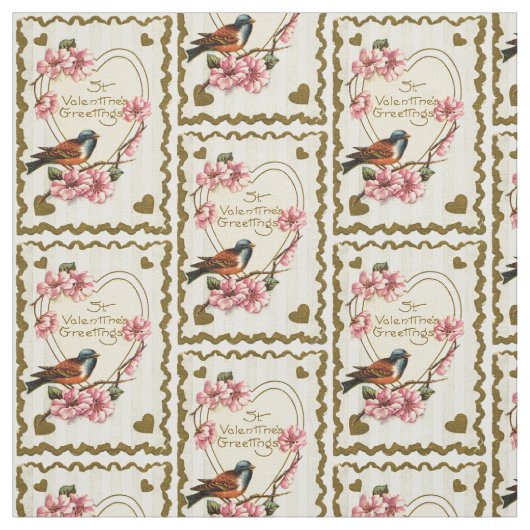 Vintager Vogel Valentine Fabric Stoff (Muster)