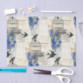 Vintager Vogelbirdcage-blaues Blumen-Seidenpapier Seidenpapier (Handwerk)