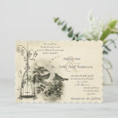 Vintager Vogelkäfig Einladung (Stehend Vorderseite)