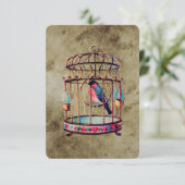 Vintager Vogelkäfig Einladung (Stehend Vorderseite)