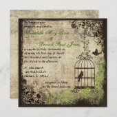 Vintager Vogelkäfig Einladung (Vorne/Hinten)