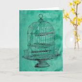 Vintager Vogelkäfig Geburtstag Karte (Gelbe Blume)