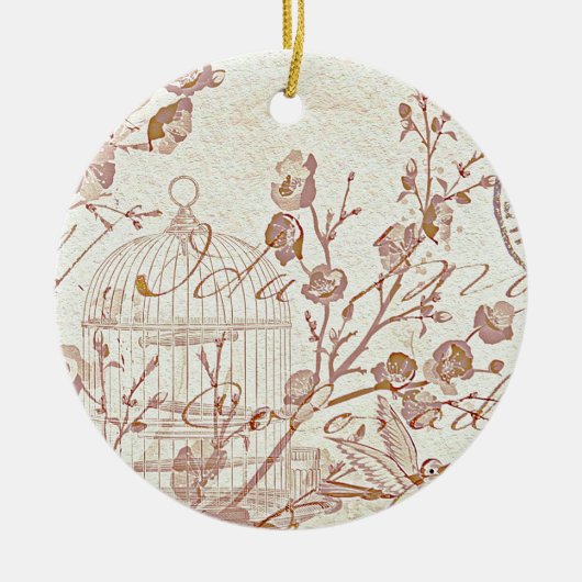 Vintager Vogelkäfig Keramikornament (Vorne)