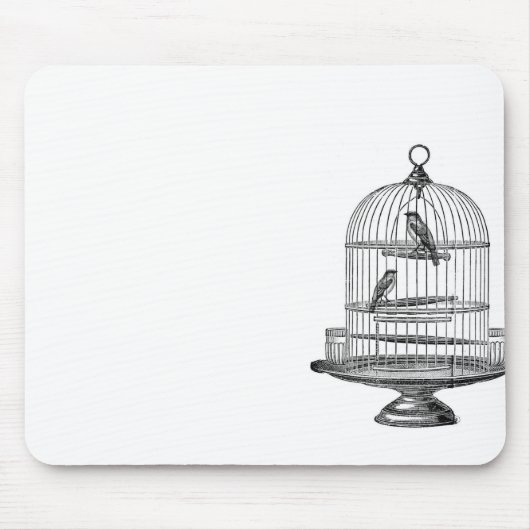 Vintager Vogelkäfig mit Vögeln...Mousepad Mousepad (Vorne)