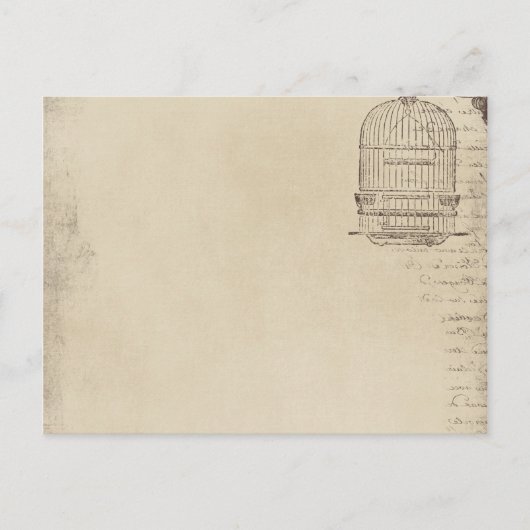 Vintager Vogelkäfig Postkarte (Vorderseite)