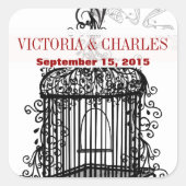 Vintager Vogelkäfig Quadratischer Aufkleber (Vorderseite)