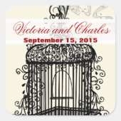 Vintager Vogelkäfig Quadratischer Aufkleber (Vorderseite)