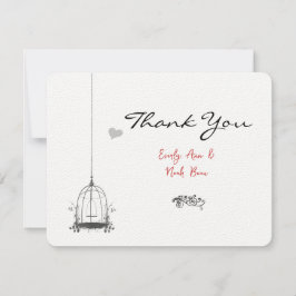 Vintager Vogelkäfig Rote Akzente Hochzeit Vielen D Dankeskarte