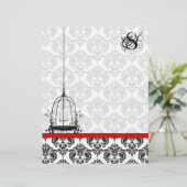 Vintager Vogelkäfig Roter Damast Monogramm Letterh (Stehend Vorderseite)