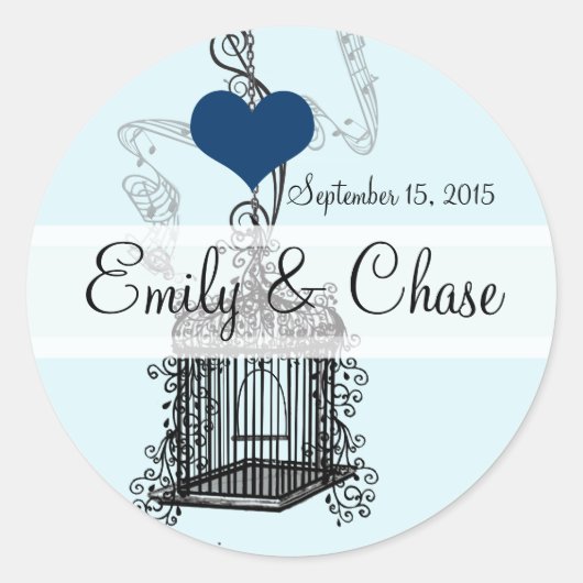 Vintager Vogelkäfig Runder Aufkleber (Vorderseite)