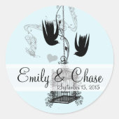 Vintager Vogelkäfig Runder Aufkleber (Vorderseite)