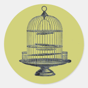 Vintager Vogelkäfig Runder Aufkleber