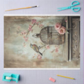 Vintager Vogelkäfig und Blütenkäfig Seidenpapier (Basteln)