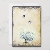 Vintager Vogelpergament Blütenbaum Einladung (Vorderseite)