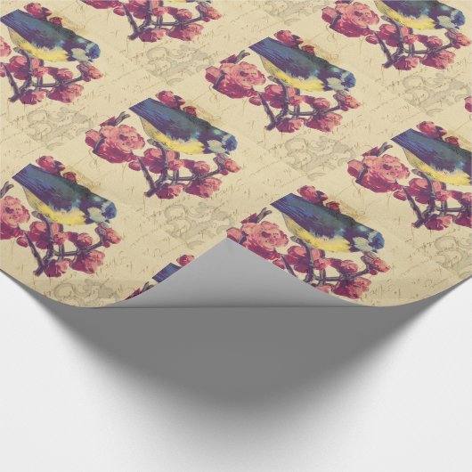 Vintager Vogelstoß Geschenkpapier (Ecke)