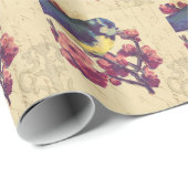 Vintager Vogelstoß Geschenkpapier (Rolleneckpunkt)