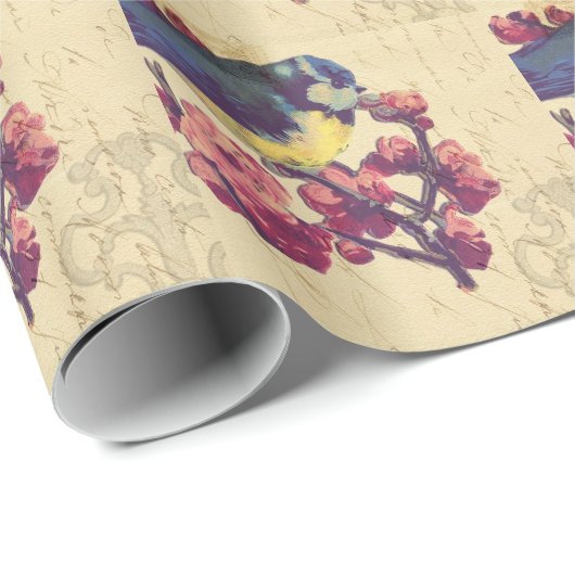 Vintager Vogelstoß Geschenkpapier (Rolleneckpunkt)