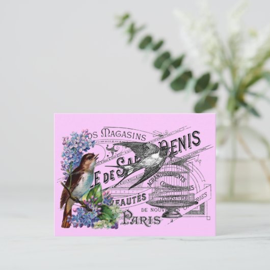 Vintager Vogelstoß Postkarte (Stehend Vorderseite)