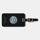 Vintager Volleyball-Sommer | Monogramm Custom Gepäckanhänger (Vorderseite horizontal)