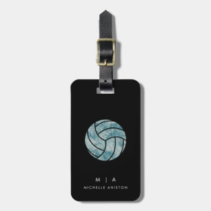 Vintager Volleyball-Sommer Monogramm Custom Gepäckanhänger
