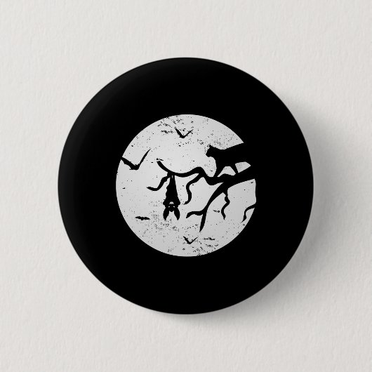 Vintager Vollmond Katzenbast Tree Spooky Halloween Button (Vorderseite)