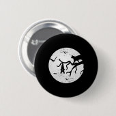 Vintager Vollmond Katzenbast Tree Spooky Halloween Button (Vorne & Hinten)