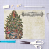 Vintager, vollständig dekorierter Weihnachtsbaum m Seidenpapier (Handwerk)