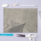 Vintager Voyage Ship and Map Seidenpapier (Handwerk)