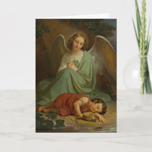 Vintager Wächter Angel Religiöse Kinderkriptur Karte