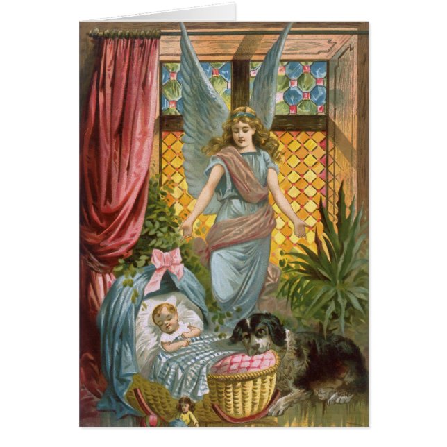 Vintager Wächter-Engel mit Baby (Vorne)